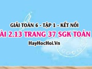 Bài 2.13 SGK Toán 6 tập 1 Kết nối tri thức